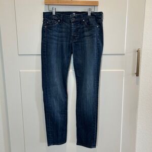 7 For All Mankind Josefina Skinny Boyfriend‎ Jeans Dark Wash Crystal Pocket 27